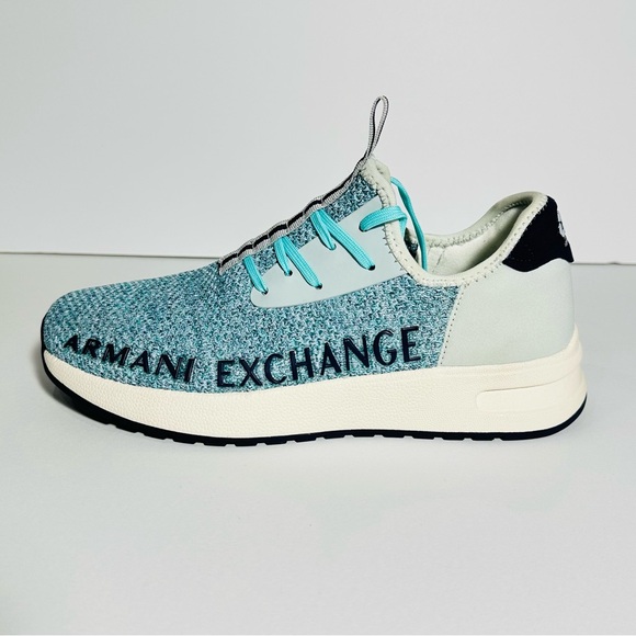 Armani Exchange Sneakers XUX058 Logo Sock Style Fabric Stretch Slip On Style - Picture 11 of 14